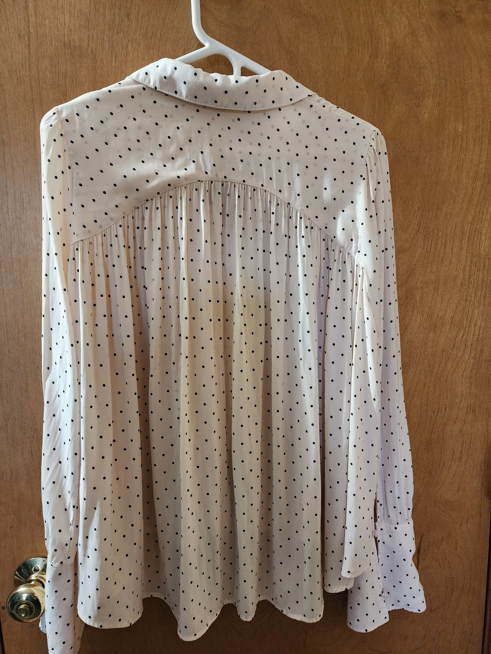 Free People Cream Blouse with Black Polka Dots - Picture 3 of 5